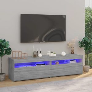 Comodă TV cu lumini LED, 2 buc., Sonoma gri, 75x35x40 cm